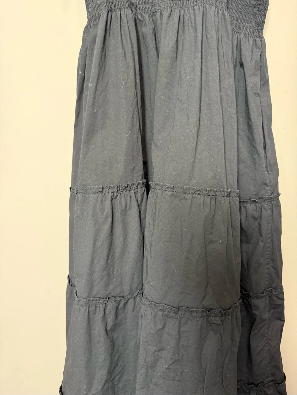Hill House Home The Nap Dress Black Smocked Ruffle Midi Medium